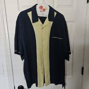 Navy and Yellow Button-Up Shirt